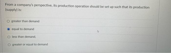 From a company's perspective, its production