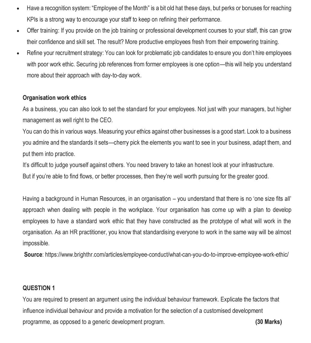 . What factors demonstrate a strong work ethic?