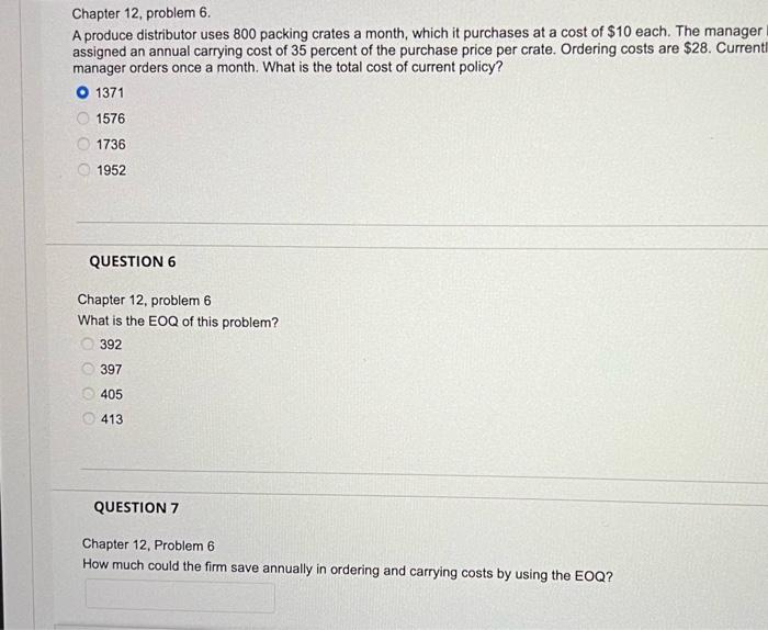 answer 6 & 7 Chapter 12 , problem 6 . A produce