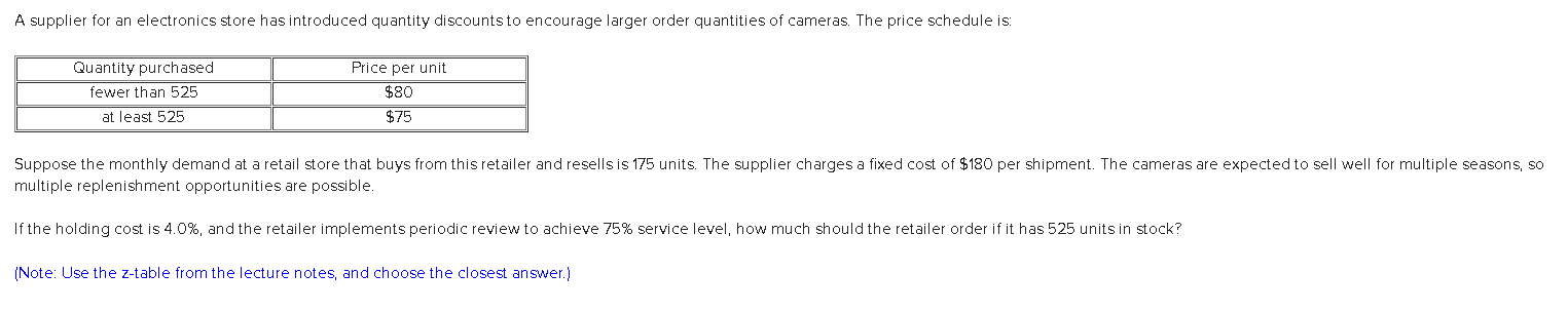 A supplier for an electronics store has