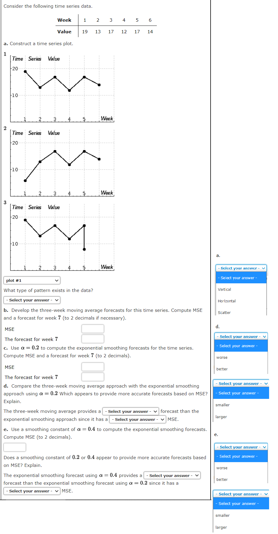Consider the following time series data. Week 1 2