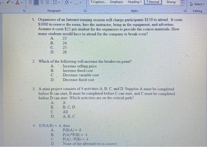 - 1 Caption... Emphasis Heading 1 1 Normal Strong