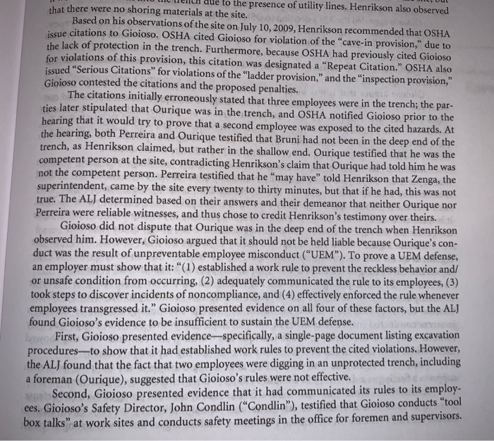 Case 20.1 Gioioso Sons Inc v. Occupational Safety