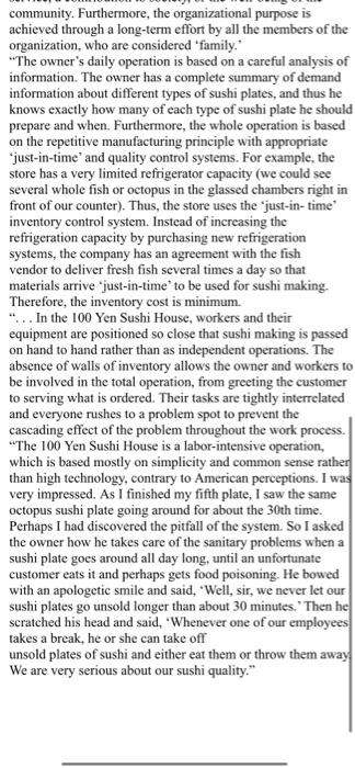 1- Analyze the operations processes based on the