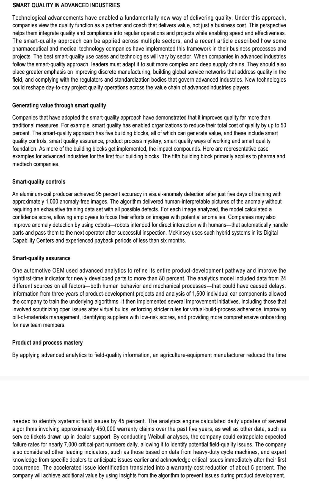 SMART QUALITY IN ADVANCED INDUSTRIES