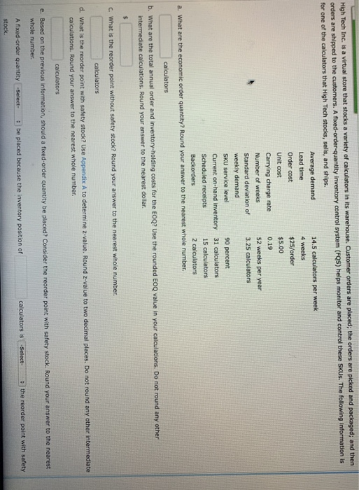 High Tech Inc. is a virtual store that stocks a