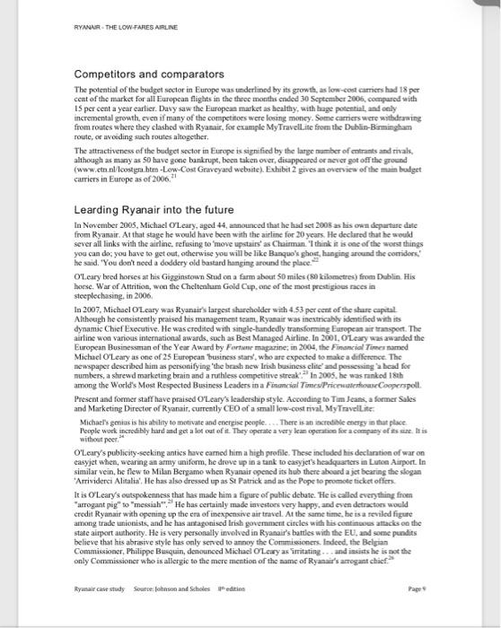 Five forces model of Ryanair base on case study: