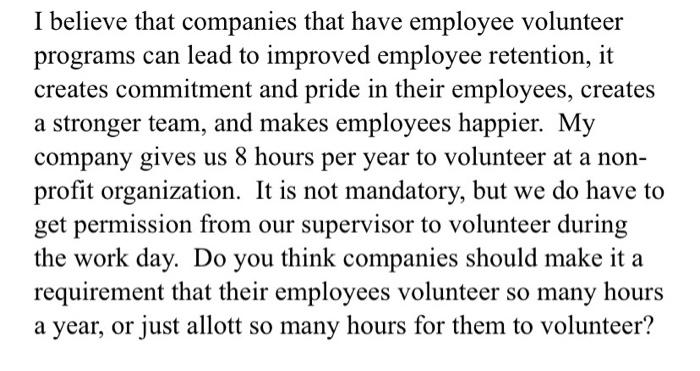 I believe that companies that have employee