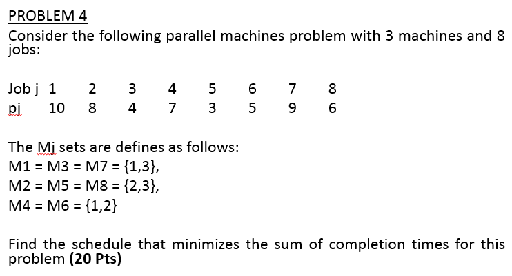 PROBLEM 4 Consider the following parallel