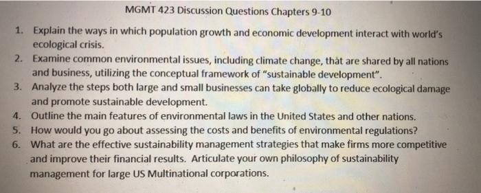 MGMT 423 Discussion Questions Chapters 9-10 1.
