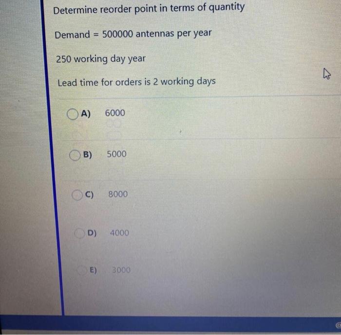 please choose the correct answer and show work
