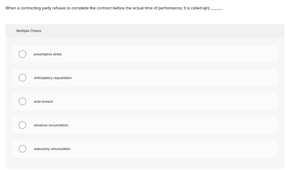 When a contracting party refuses to complete the