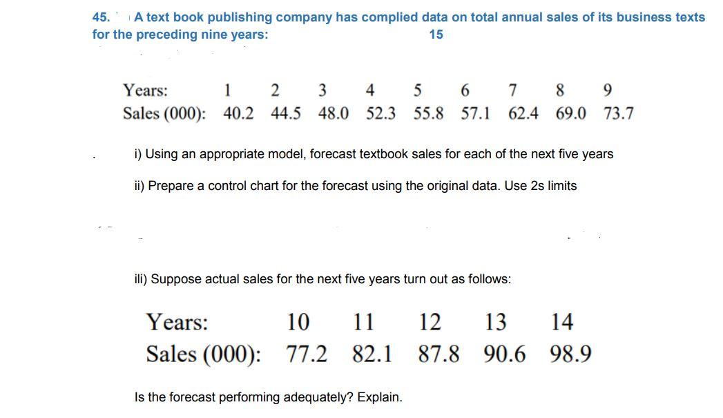 **PLEASE DON'T USE EXCEL TO SOLVE THIS** 45. A