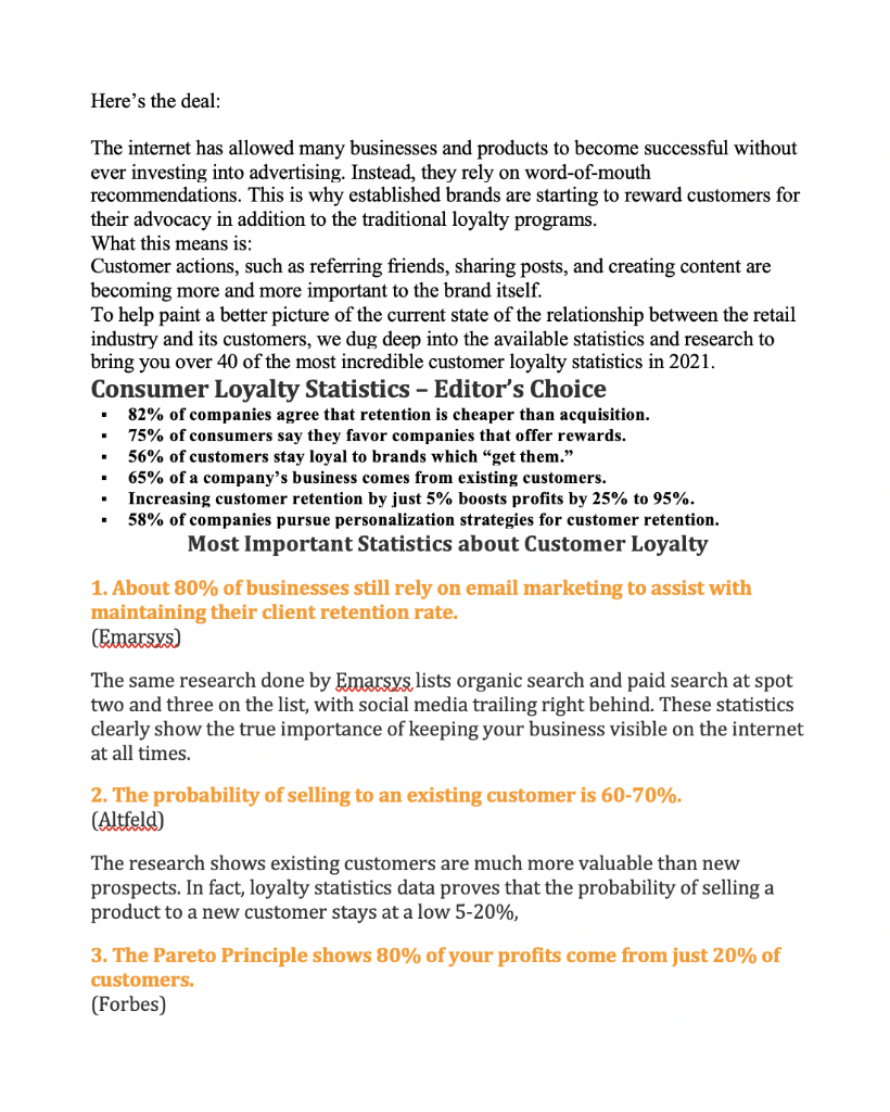 this article which provides some loyalty