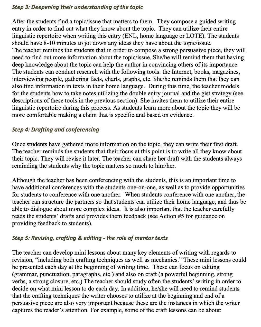 Question: What action steps are taken to ensure