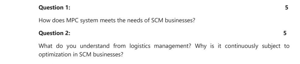 Question 1: 5 How does MPC system meets the needs