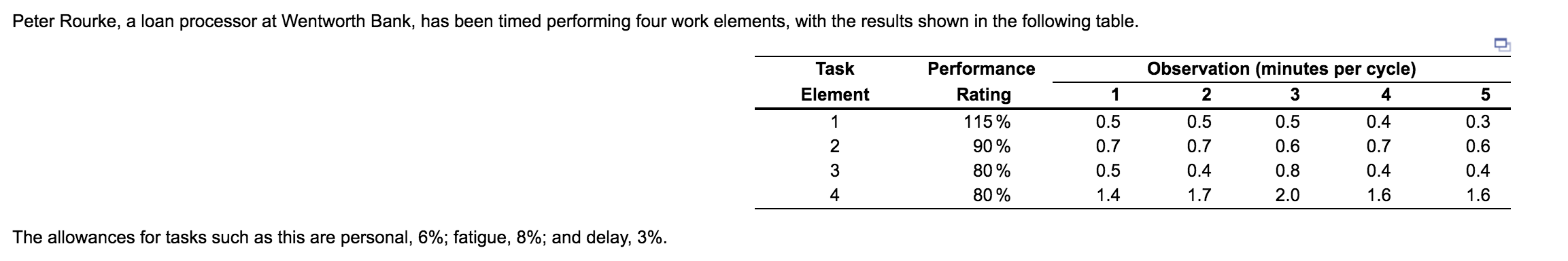 A) the normal time for the complete operation =