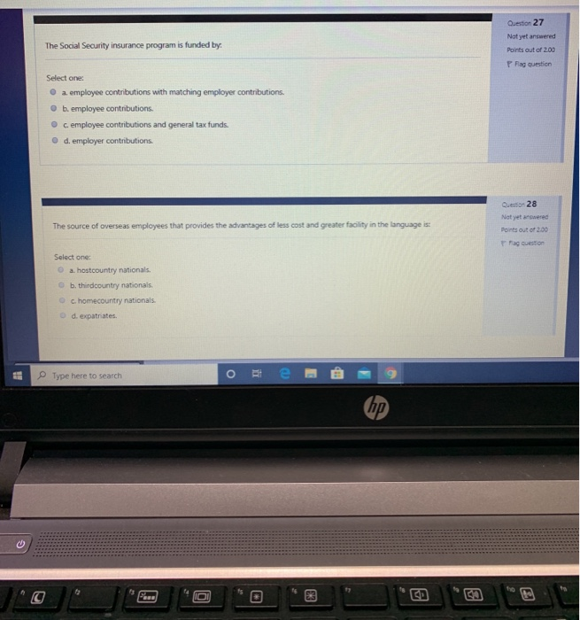 Question 27 The Social Security insurance program