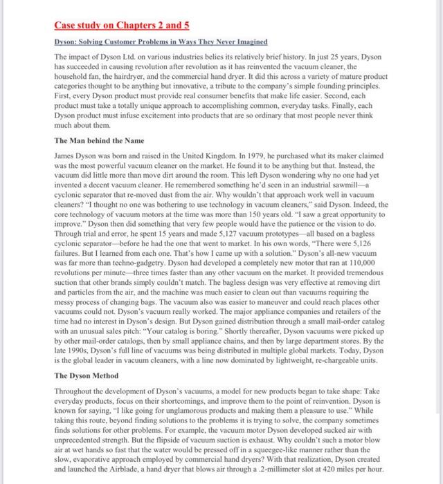 Case study on Chapters 2 and 5 Dyson: Solving