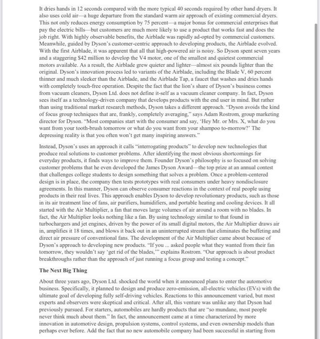 Case study on Chapters 2 and 5 Dyson: Solving