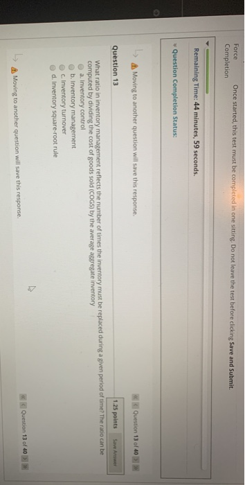 Force Completion Once started, this test must be