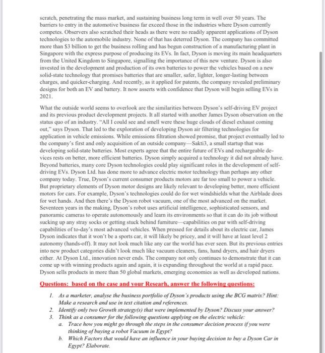 Case study on Chapters 2 and 5 Dyson: Solving