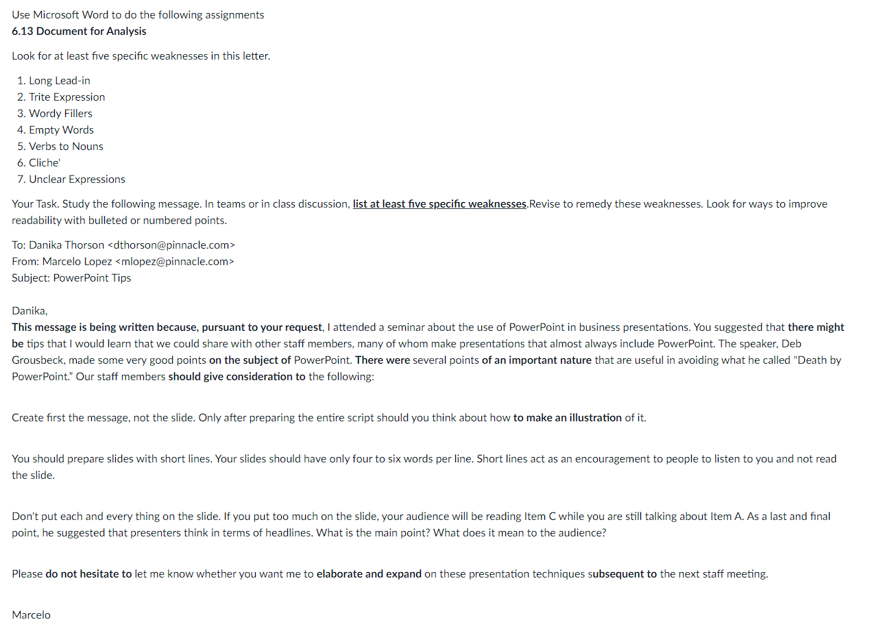 Use Microsoft Word to do the following