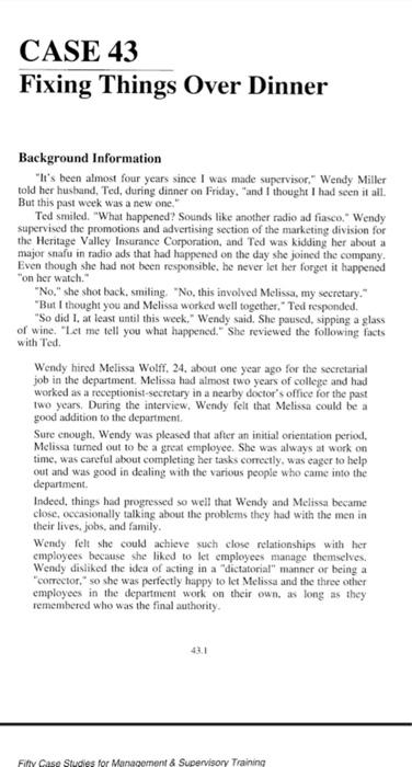 CASE 43 Fixing Things Over Dinner Background