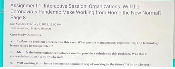anyone? Assignment 1: Interactive Session: