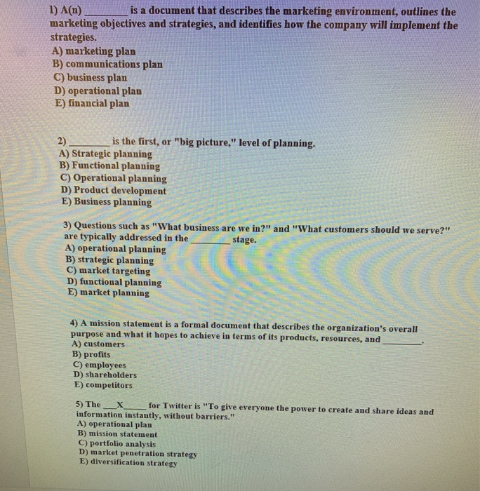 1) A(n) is a document that describes the