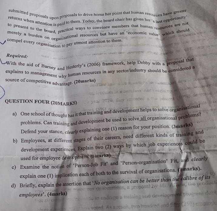 ATTEMPT ALL QUESSTIONS QUESTION ONE (20MARKS)