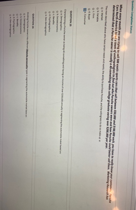 Question Completion Status When every month you