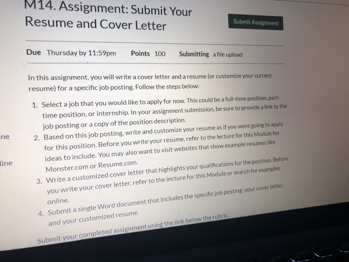 type answer please M14. Assignment: Submit Your