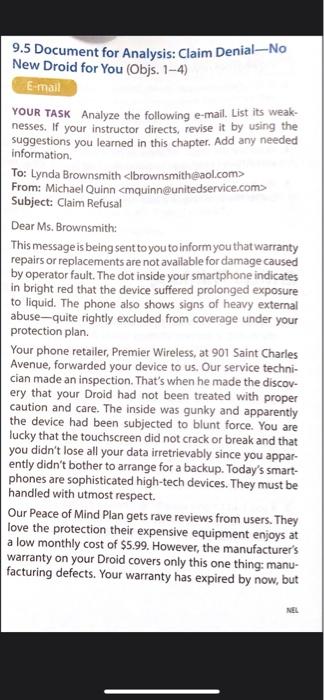 9.5 Document for Analysis: Claim Denial-No New