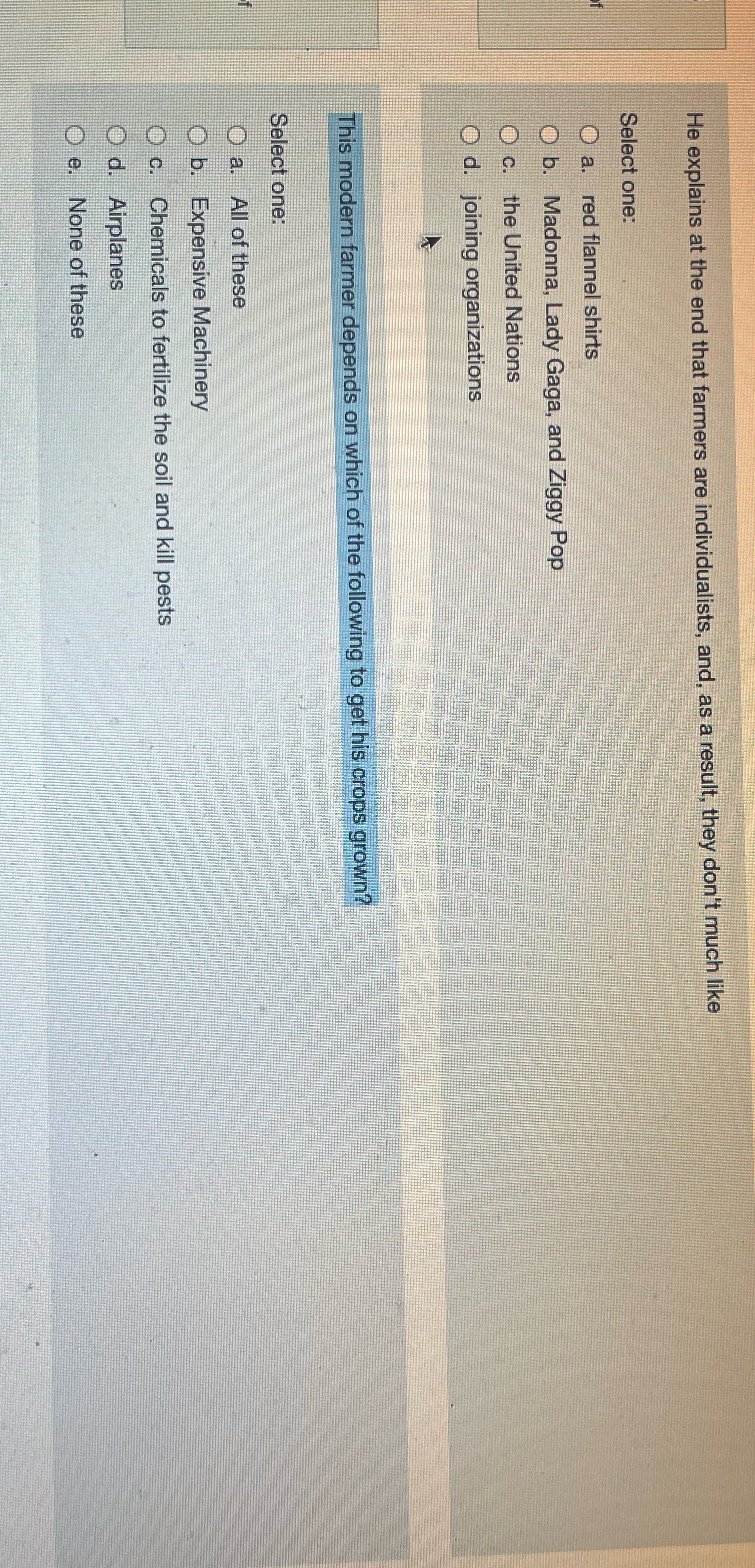 He explains at the end that farmers are