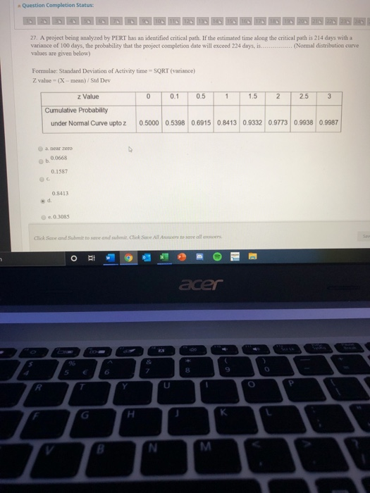 Question Completion Status: 27. A project being