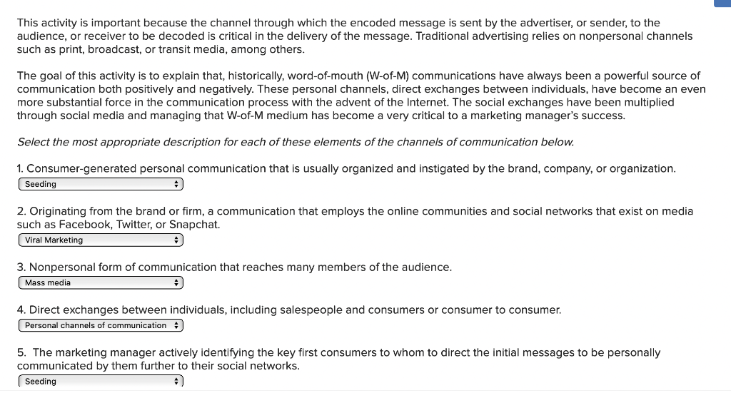 This activity is important because the channel