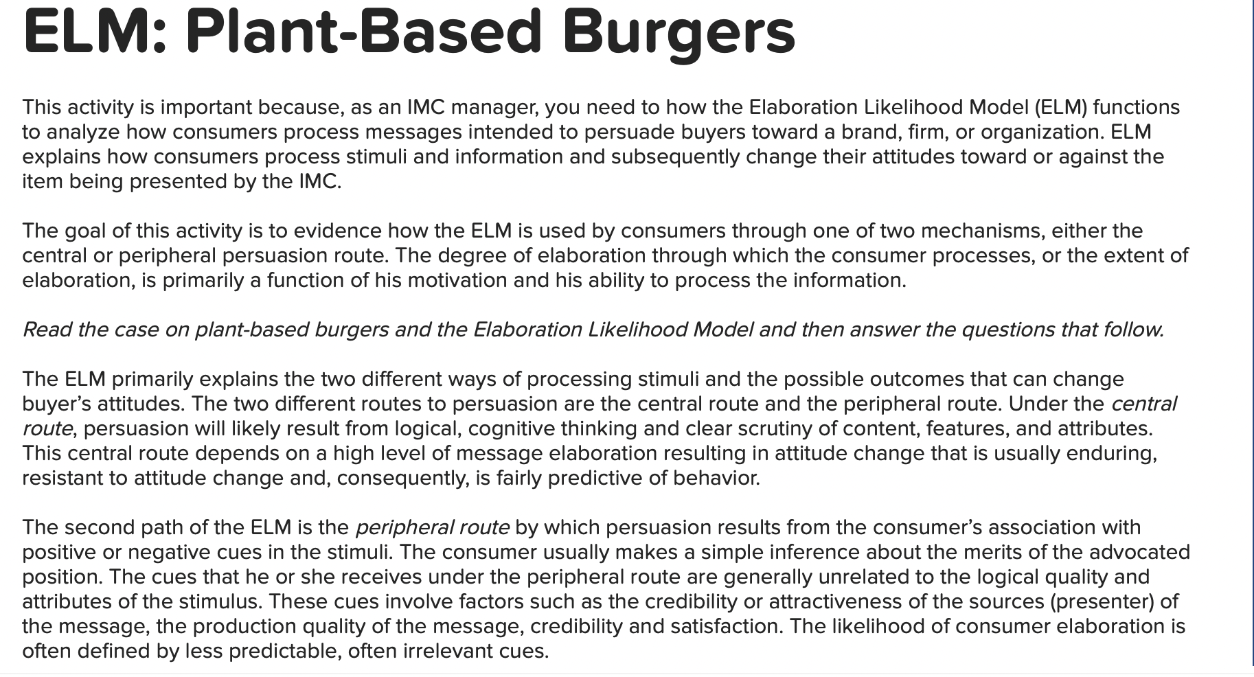 This activity is important because, as an IMC