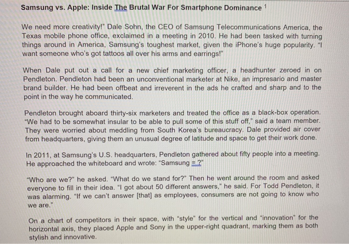 please answer 11 & 12 Samsung vs. Apple: Inside