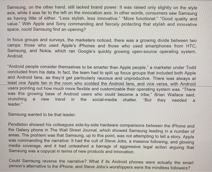 please answer 11 & 12 Samsung vs. Apple: Inside