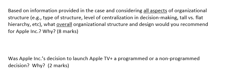 Based on information provided in the case and