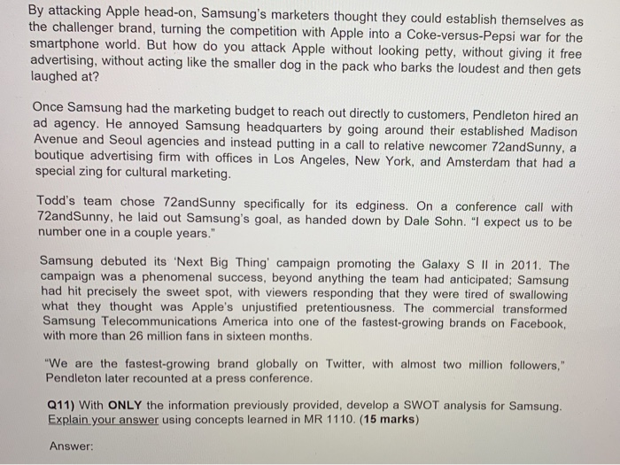 please answer 11 & 12 Samsung vs. Apple: Inside