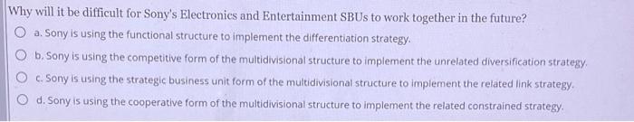 Why will it be difficult for Sony's Electronics