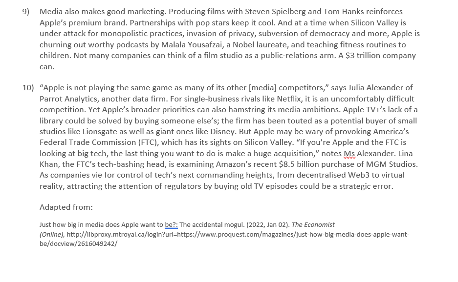 Based on information provided in the case and