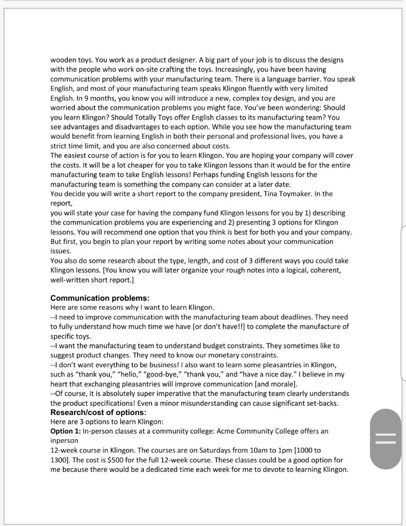 WRITE AN ORIGINAL SHORT REPORT BASED ON A CASE