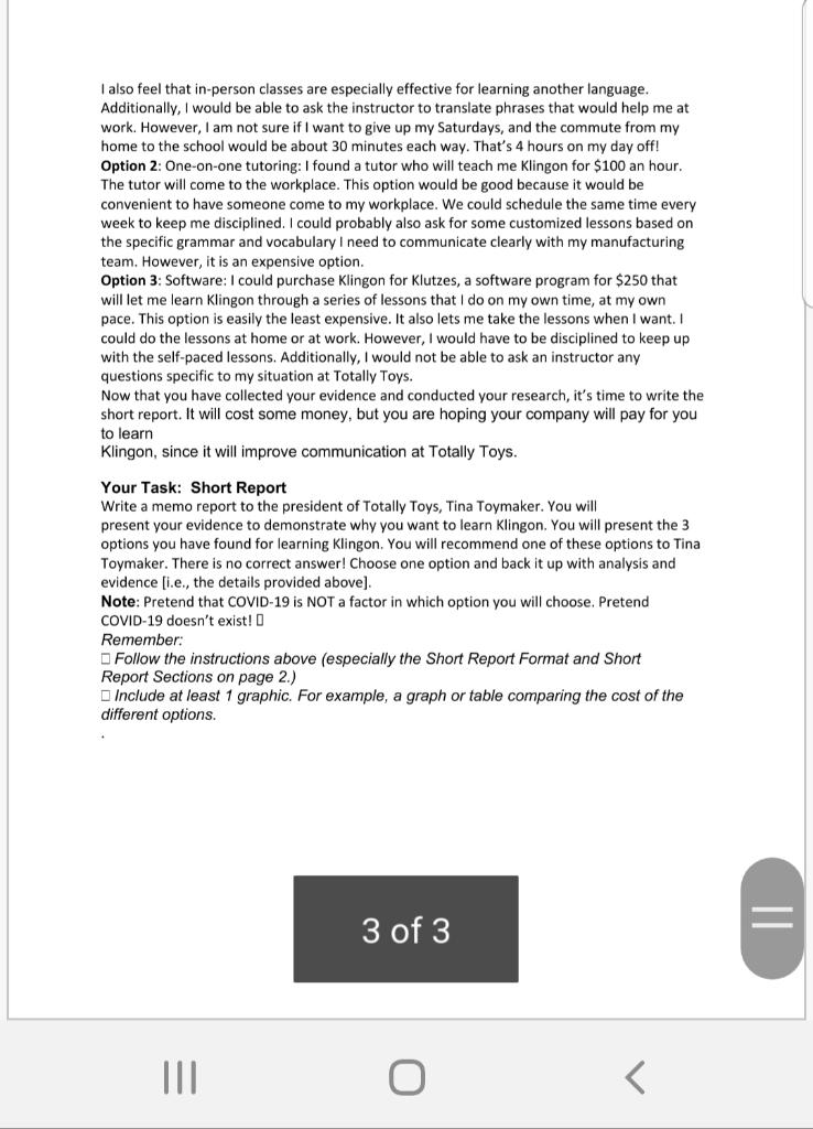 WRITE AN ORIGINAL SHORT REPORT BASED ON A CASE