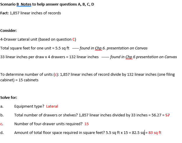 Scenario B Notes to help answer questions A, B,