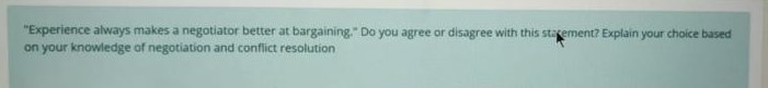 "Experience always makes a negotiator better at