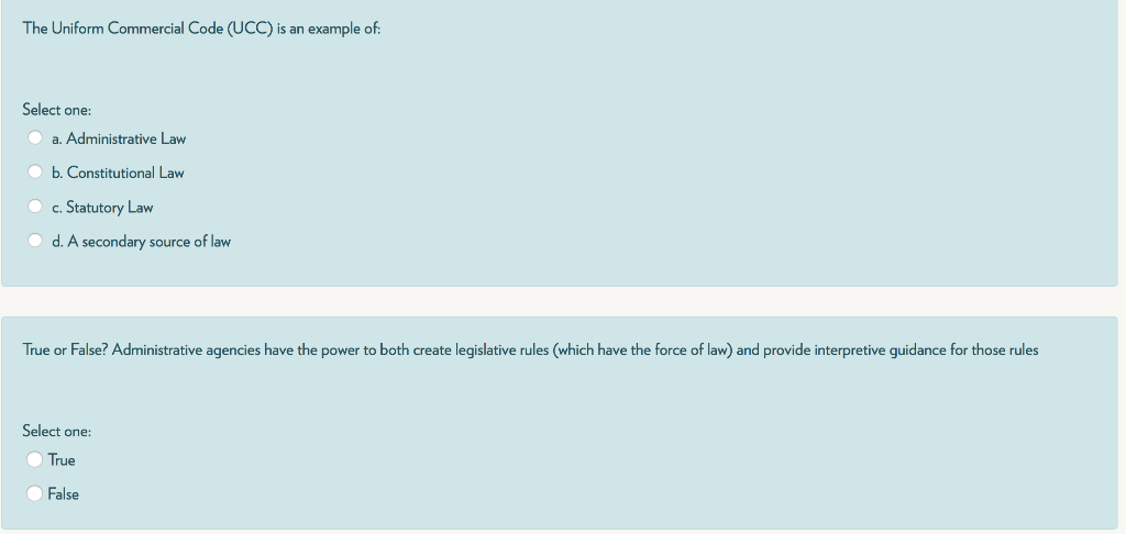 The Uniform Commercial Code (UCC) is an example