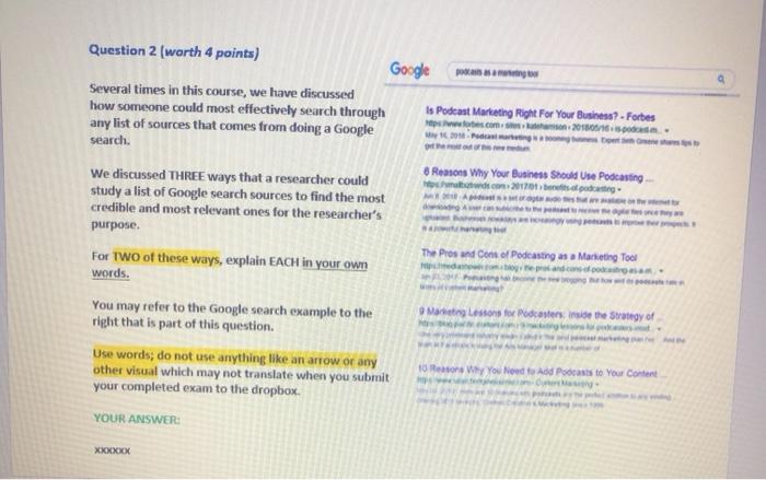 need urgently plz Question 2 (worth 4 points)